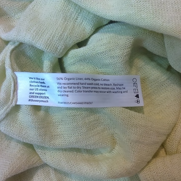 Eileen Fisher Women's Yellow Organic Linen/Cotton Blend Log Sleeve Crew Neck S - Picture 6 of 9